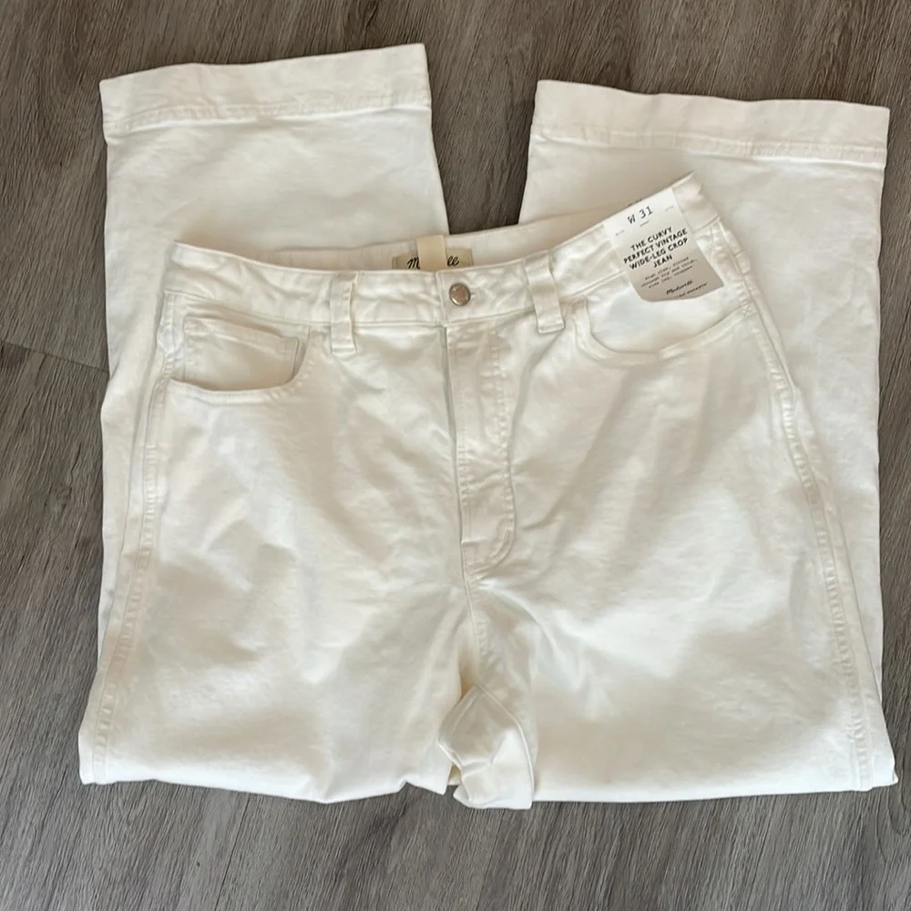 NWT NEW‎ | Madewell The Curvy Perfect Vintage Wide-Leg Crop Jean Tile White 31 - Picture 5 of 13